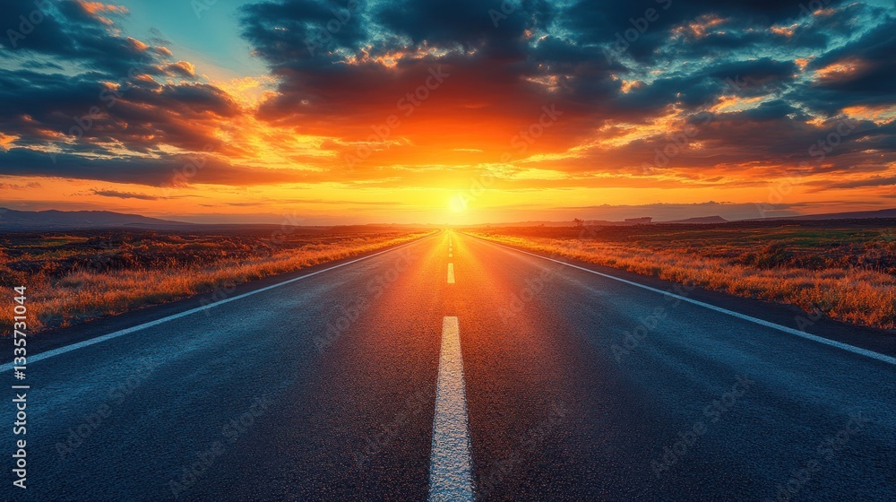 Sunset Road to Adventure: A Journey Towards the Horizon Sunset Road to Adventure: A Journey Towards the Horizon