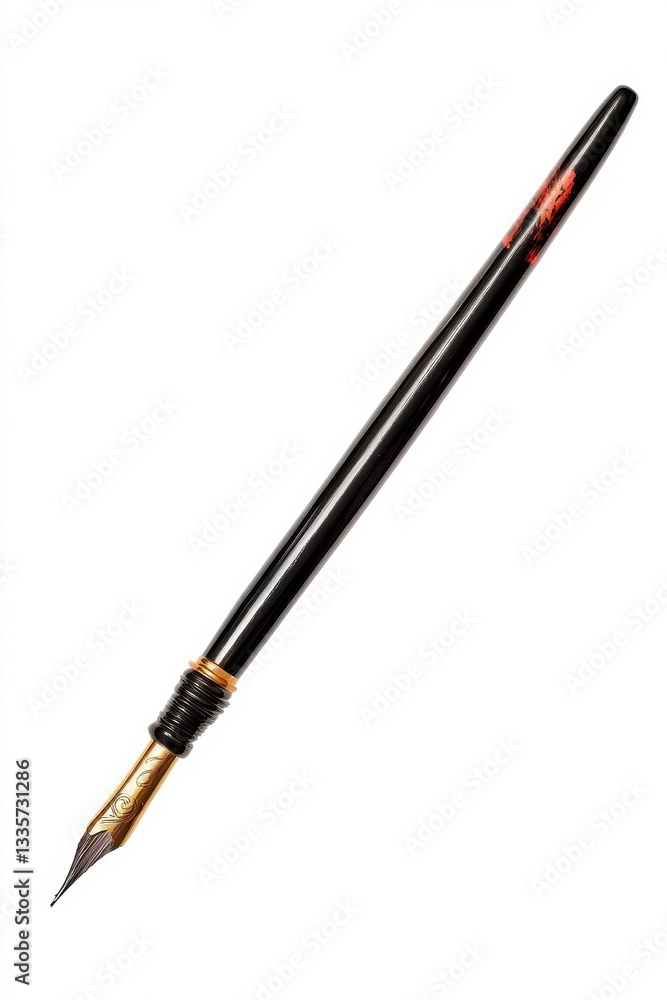 A black pen with red writing on it A black pen with red writing on it