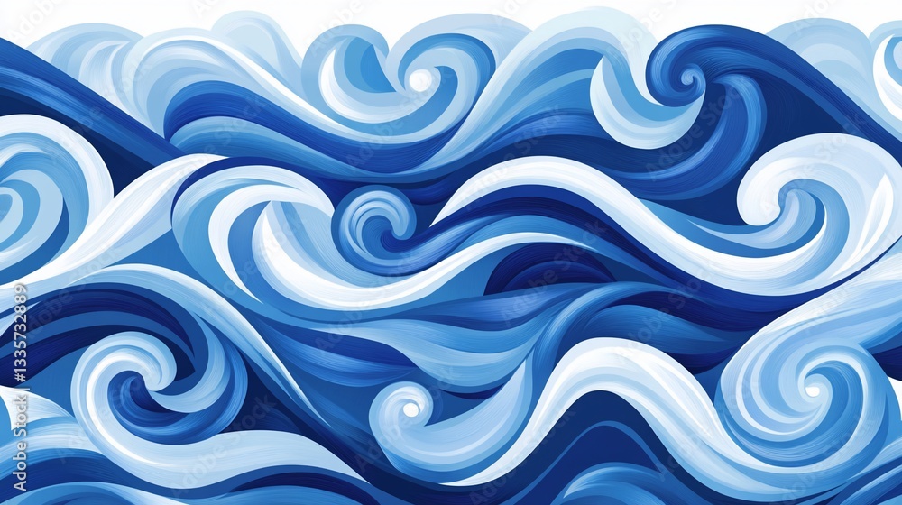 Abstract Ocean Wave Pattern with Shades of Blue and Dynamic Movement Abstract Ocean Wave Pattern with Shades of Blue and Dynamic Movement