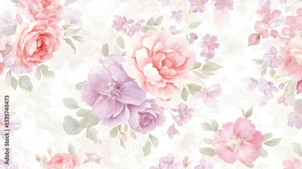 Elegant Floral Pattern with Soft Pastel Hues and Delicate Details Elegant Floral Pattern with Soft Pastel Hues and Delicate Details