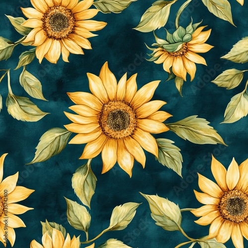 Golden Golden Sunflowers Perspective --tile Seamless