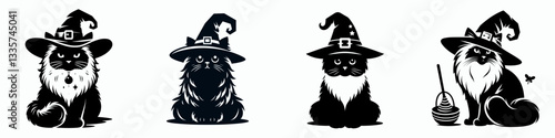 Ragdoll Cat wear witch hat in halloween 0803 1817 vector illustration a spooky feline friend for Halloween.
