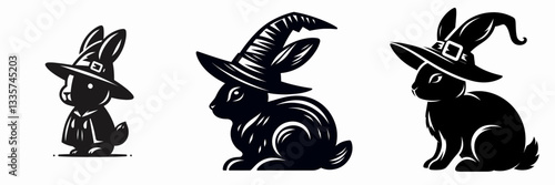 Rabbit wear witch hat in halloween 0803 4216 vector illustration a spooky bunny celebrating autumn.