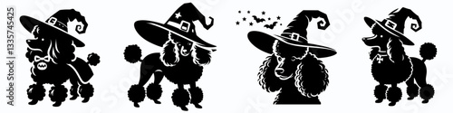 Poodle Dog wear witch hat in halloween 0803 3549 vector illustration a fluffy canine friend for spooky season