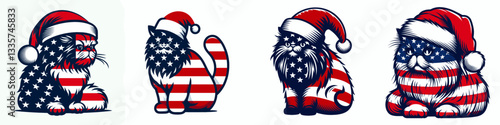 Persian Cat wear santa hat as Santa Claus 0803 0501 vector illustration a festive feline holiday graphic