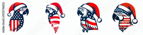 Parrot wear santa hat as Santa Claus 0803 3438 vector illustration a festive bird in a jolly hat delivers Christmas cheer