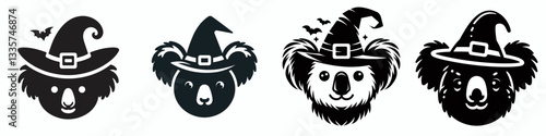 Koala's face wear witch hat in halloween 0804 2201 vector illustration a cute marsupial for spooky season