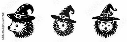 Hedgehog's face wear witch hat in halloween 0805 4939 vector illustration a cute prickly friend for spooky season