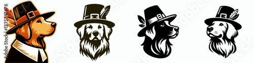 Golden Retriever Dog wear pilgrim hat in thanksgiving 0805 1106 vector illustration a cute pup enjoying the autumn harvest festival