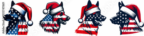 German Shepherd Dog wear santa hat as Santa Claus 0803 5344 vector illustration a jolly canine holiday greeting card design