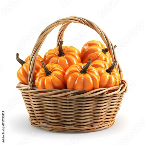 Wallpaper Mural Vibrant Orange Pumpkins in a Wicker Basket for Autumn Decor Torontodigital.ca