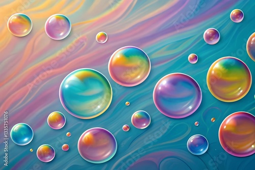 Wallpaper Mural Stream of colorful bubbles moving across a painted surface Torontodigital.ca