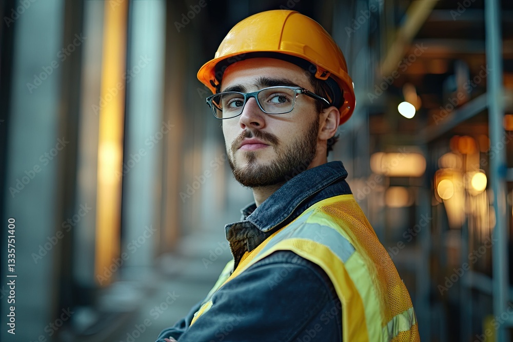 High Definition Visual of Portrait of Young Engineer with Copy Space High Definition Visual of Portrait of Young Engineer with Copy Space