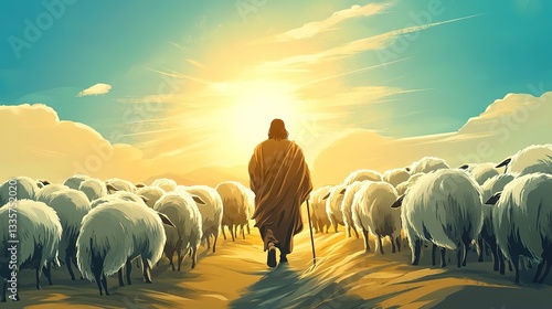 Wanted sheep. Jesus Leaves the 99. Once was lost now i am found. Christian scripture motivation poster and inspirational wall art. Bible verse. Christian quote for inspiration. Vector illustration