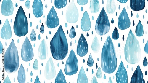 A seamless pattern of soft raindrops falling in a rhythmic flow, creating a calm and refreshing weather-inspired design.

