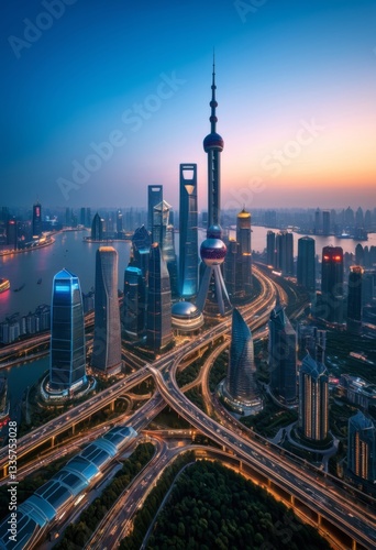 The city skyline has many stories of buildings and a river