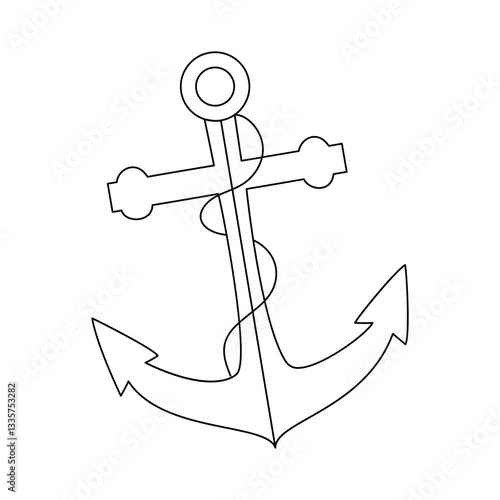 Ship anchor single-line art elegantly captures the strength and stability of an anchor, using a continuous line to symbolize steadfastness and security.