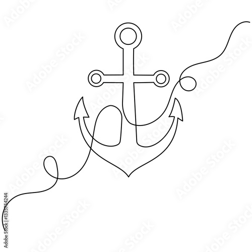 Ship anchor single-line art elegantly captures the strength and stability of an anchor, using a continuous line to symbolize steadfastness and security.