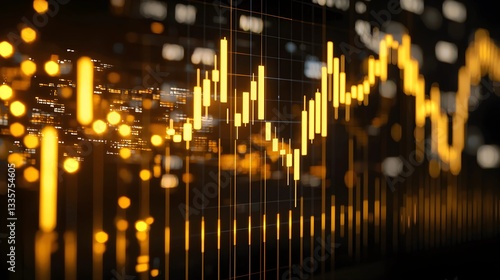 High-Contrast Black and Gold Trading Chart with Soft Illuminated Price Markers