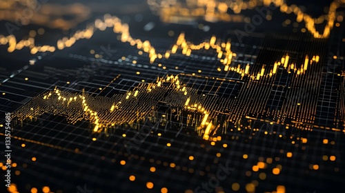 High-Contrast Black and Gold Trading Chart with Soft Illuminated Price Markers