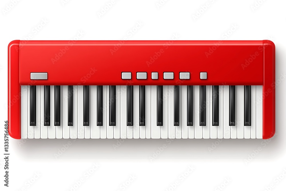 Fototapeta premium Red keyboard instrument isolated on white