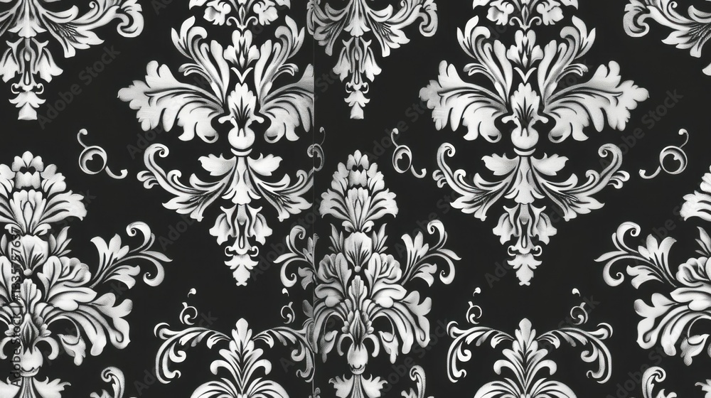 A seamless damask wallpaper pattern with intricate floral and ornamental details, creating an elegant and vintage decorative design.
A seamless damask wallpaper pattern with intricate floral and ornamental details, creating an elegant and vintage decorative design.