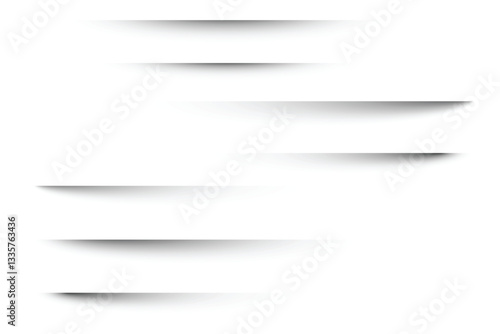 Set of transparent shadows. Realistic shadow effect. Poster, flyer, business card, banner. On a transparent background.