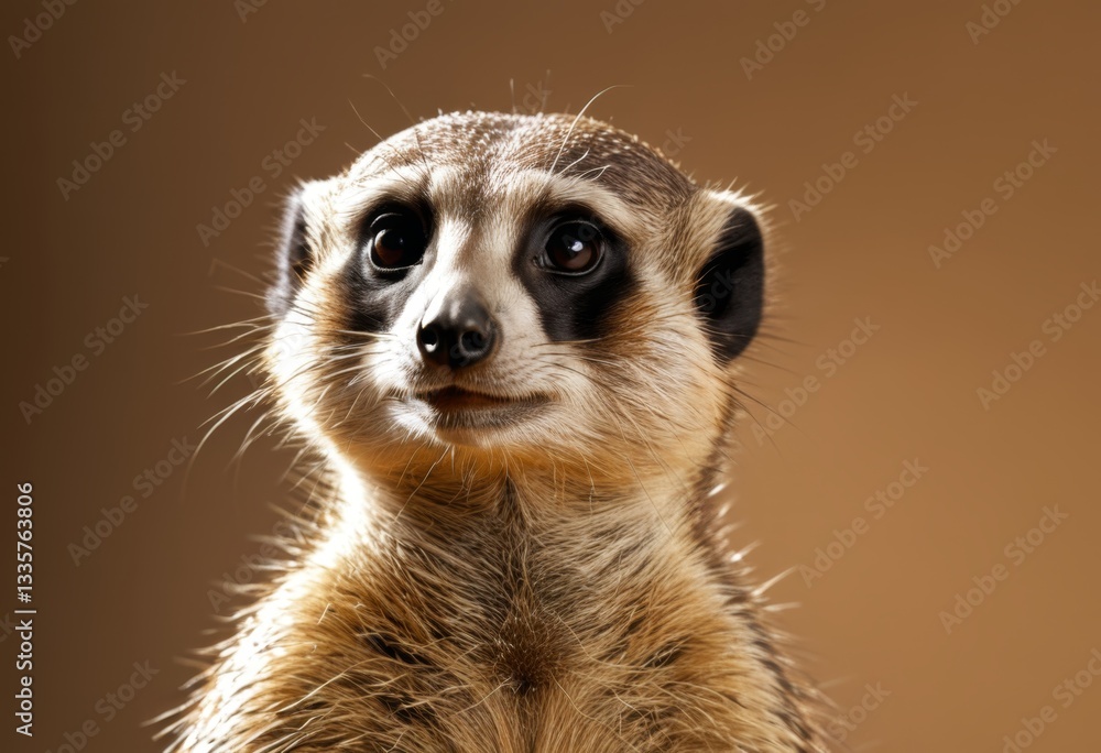 Fototapeta premium There's a close-up of a mongoose looking at the camera