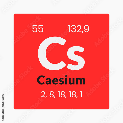 Caesium icon on the periodic table under the alkali metals subcategory.