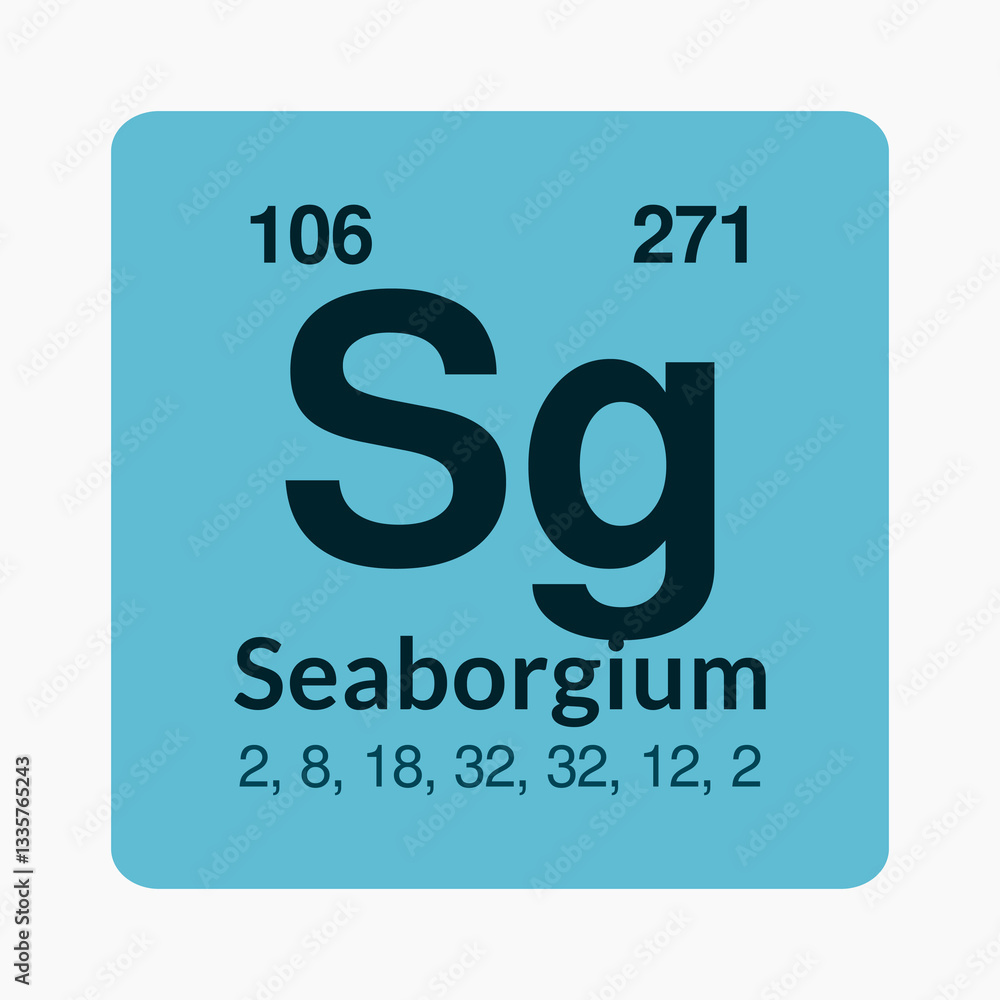 Seaborgium icon on the periodic table under the Transition metals subcategory. Seaborgium icon on the periodic table under the Transition metals subcategory.