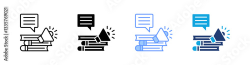 Audio Book Multi Style Icon Set Vector 