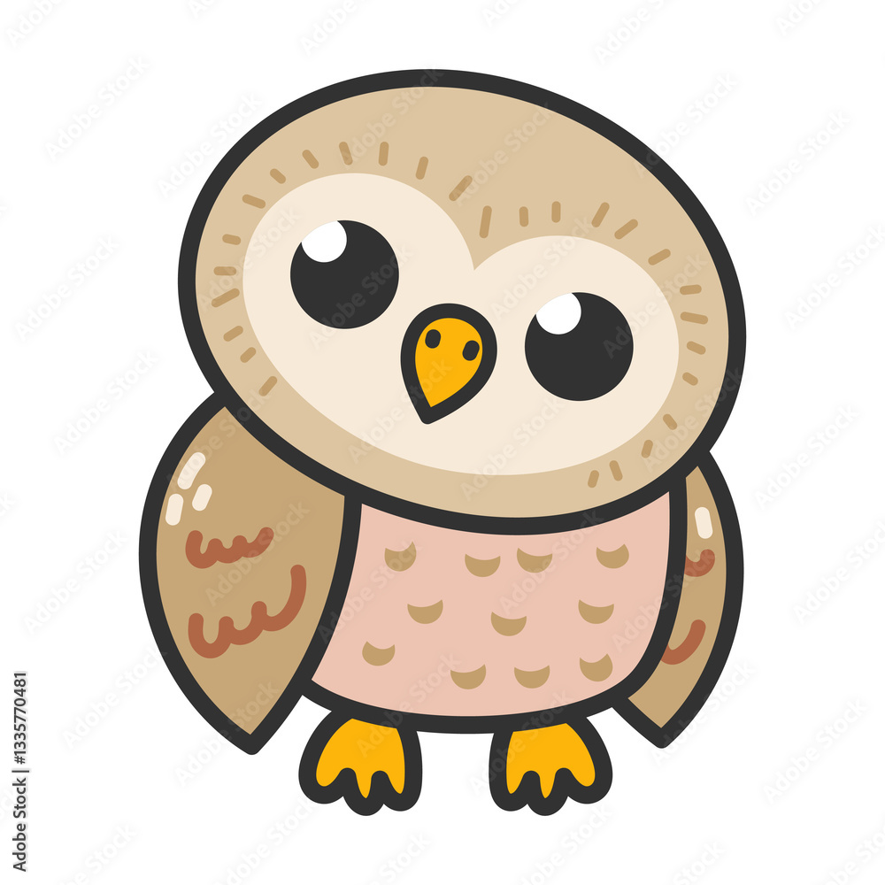Fototapeta premium Cute Cartoon Owl Illustration. Owls birds wildlife forest animals 