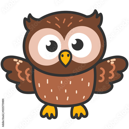 Cute Cartoon Owl Illustration. Owls birds wildlife forest animals 