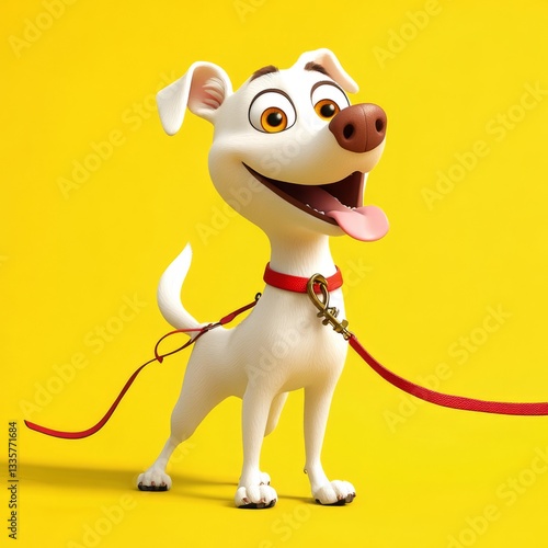 Animated Animated Leash View Energetic Pose Yellow