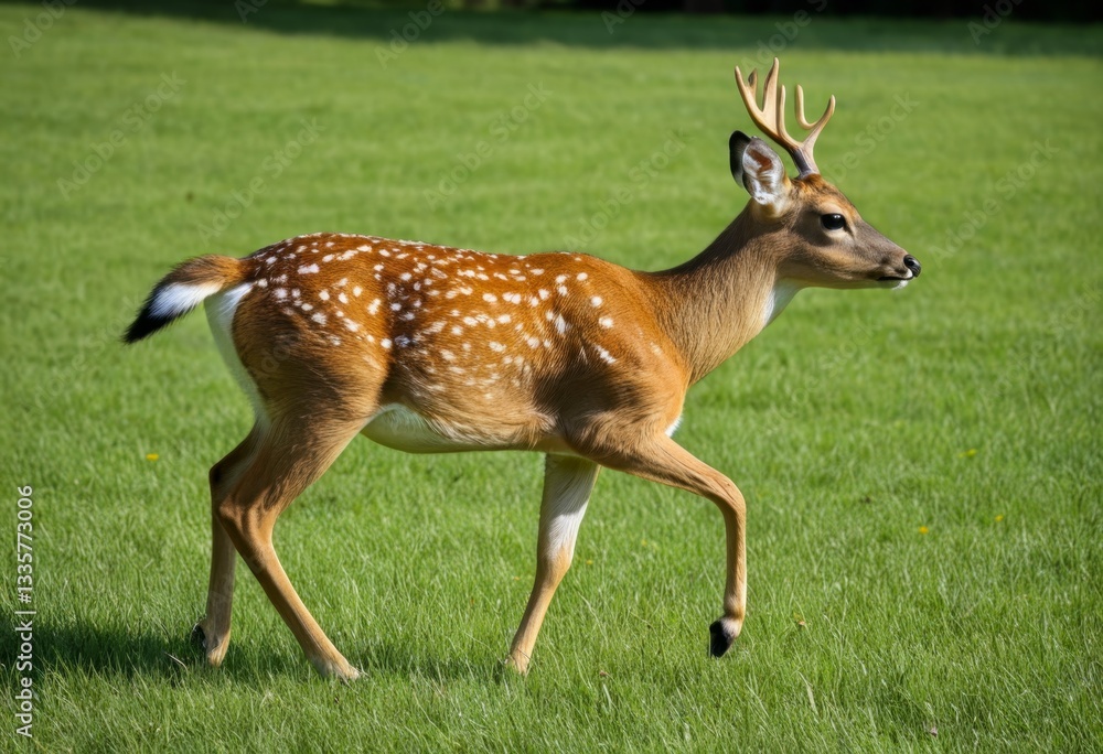 Fototapeta premium There's a deer walking in the grass