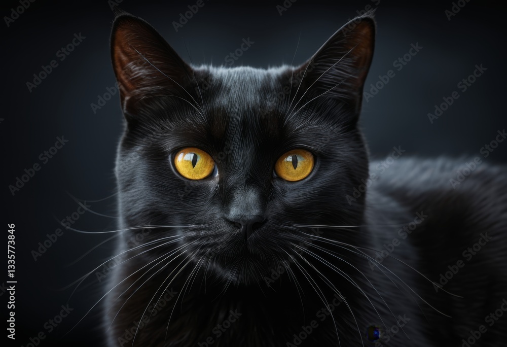 There is a black cat looking at the camera with yellow eyes There is a black cat looking at the camera with yellow eyes