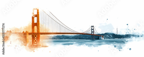 Golden Gate Bridge watercolor art