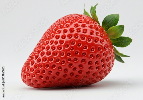 Close-up of Vibrant Strawberry on White Background, Shallow Depth of Field