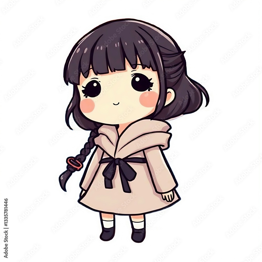 Adorable Anime-Style Girl Illustration Cute Kawaii Character Design Adorable Anime-Style Girl Illustration Cute Kawaii Character Design