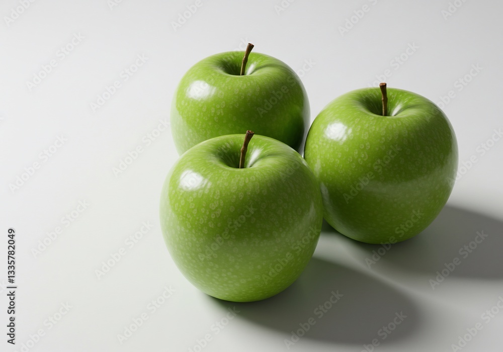 Three Green Apples, Minimalist Product Photography Three Green Apples, Minimalist Product Photography