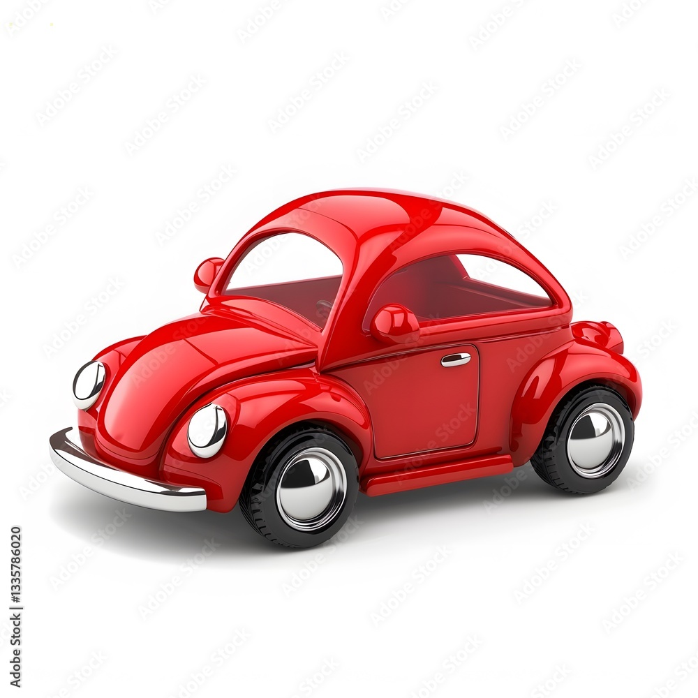 Obraz premium Iconic Miniature Red Car with Rounded Shape and Glossy Finish