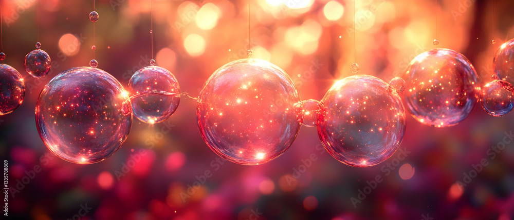 Glowing orbs, abstract chain, bokeh background, science Glowing orbs, abstract chain, bokeh background, science