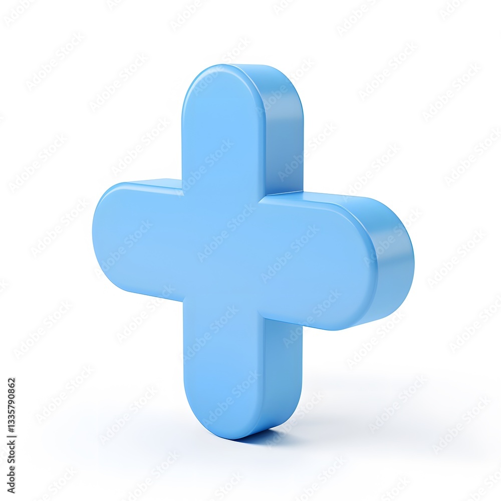 Obraz premium Blue 3D Plus Sign Symbol for Positive Concepts and Design Elements