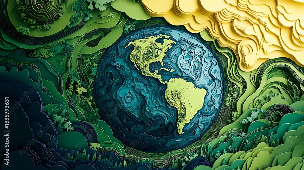 Fototapeta premium Earth Papercut Art