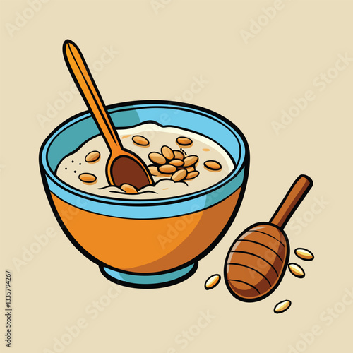 Oatmeal bowl with spoon