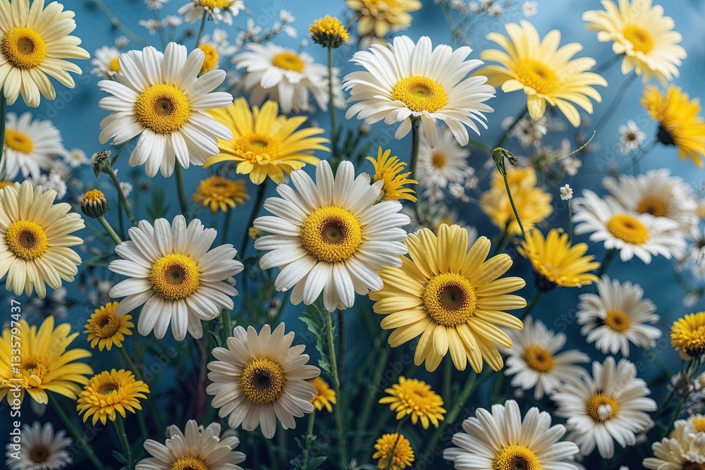 Fototapeta premium Vibrant Yellow Daisy Flower Background for Lively Floral Arrangements