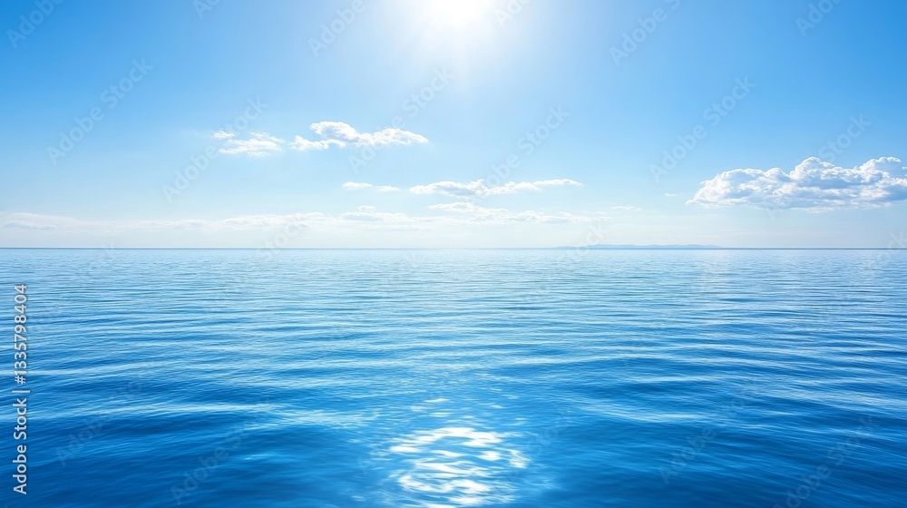 Obraz premium Tranquil Ocean Vista: A Serene Seascape Under a Bright Sky