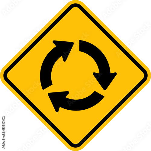 roundabout intersection traffic sign icon vector