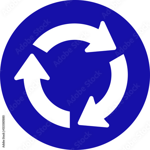 traffic sign icon vector must follow the specified direction on the roundabout