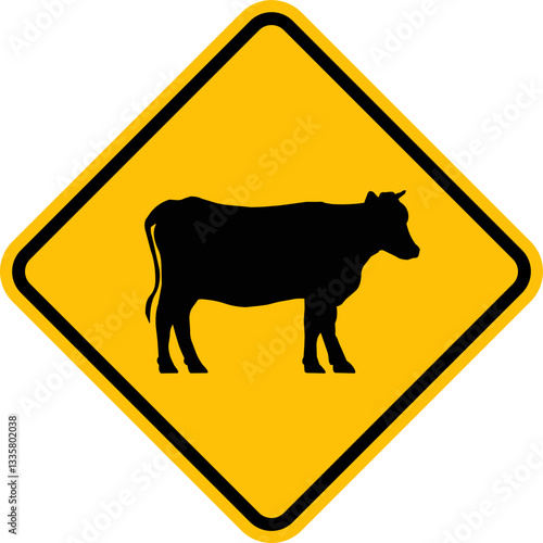 vector traffic sign icon many livestock and often crossing the road
